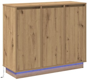 vidaXL Μπουφές με LED σε Καρυδιά 90x32x75 εκ από Συνθετικό Ξύλο