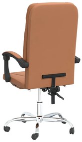 Καρέκλα Γραφείου Ανακλινόμενη Καφέ Συνθετικό δέρμα - Καφέ