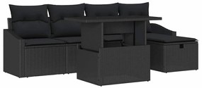 vidaXL Σετ Καναπέ Κήπου Ρυθμιζόμενο ύψος 6 pcs Μαύρο συνθετικό ρατάν