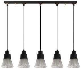 Φωτιστικό Οροφής - Ράγα Foca 525NOR1109 88x13x105cm 5xE27 40W Black Opviq