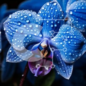 Σετ των 2 Intra Συλλεκτικό Ξύλινο Παζλ Plywood 4mm - Μπλε ορχιδέα με σταγονίδια νερού Σε Ξύλινο Κουτί - Διαστάσεις: 10x10 cm – 25 κομμάτια