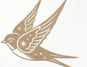 Σετ των 3 Intra απο ξύλο plywood 3mm-4mm πάχος Διακόσμηση τοίχου με λέιζερ Celestial Swallow Bird Δίασταση 7x7 cm INTRAFABR-121233245