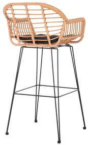 Σκάμπο Μπαρ Ψηλό Allegra Μπεζ P.E. Rattan-Μαύρο Μεταλλο 54x55x108Yεκ.