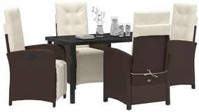 vidaXL Σέτ φαγητού για κήπο 5 pcs Καφέ συνθετικό ρατάν