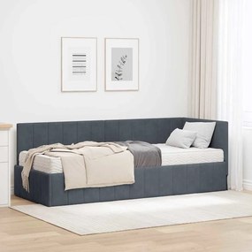 vidaXL Κρεβάτι Γωνίας με στρώμα Σκούρο γκρι 80 x 200 cm Βελούδο