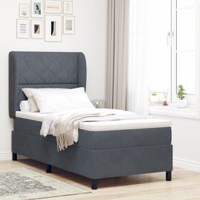 vidaXL Πολυθρόνα Box Spring με Στρώμα Γκρι 90x190 εκ. Βελούδο
