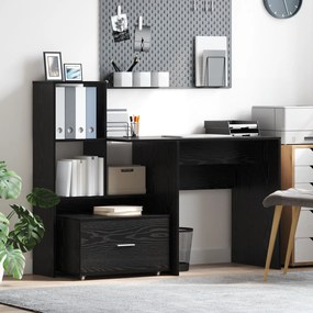 vidaXL Γραφείο Μαύρη δρυς 131.5 x 50 x 106.5 εκ. Επεξεργασμένο ξύλο
