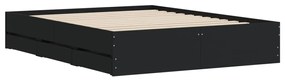 vidaXL Πλαίσιο Κρεβατιού με Συρτάρια Μαύρο 140x200 εκ Επεξεργ. Ξύλο