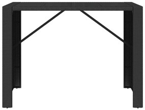 vidaXL Τραπέζι Μπαρ με Γυάλ. Επιφάνεια Μαύρο 145x80x110 εκ Συνθ. Ρατάν