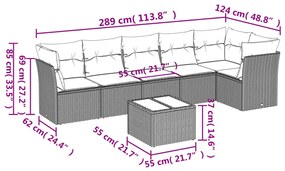 vidaXL Καναπές Σετ 7 Τεμαχίων Μαύρο Συνθετικό Ρατάν με Μαξιλάρια