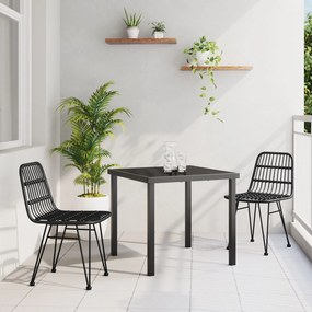vidaXL Σετ 3 Τεμαχίων Καθισμάτων Κήπου  Μαύρο Πολυ Ρατάν