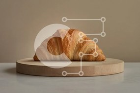 Intra Συλλεκτικό Ξύλινο Παζλ Plywood  4mm - Φρεσκοψημένο κρουασάν σε ξύλινο πιάτο Σε Ξύλινο Κουτί - Διαστάσεις: 10x10 cm – 25 κομμάτια