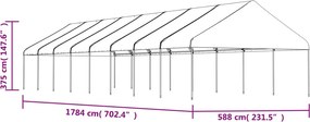 vidaXL Κιόσκι με Τέντα Λευκό 17,84 x 5,88 x 3,75 μ. από Πολυαιθυλένιο