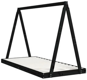 vidaXL Πλαίσιο Παιδικού Κρεβατιού Μαύρο 90x200 εκ. Μασίφ Ξύλο Πεύκου