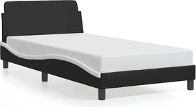 vidaXL Πλαίσιο Κρεβατιού Dover Μαύρο/Λευκό 100x200εκ.Συνθ. Δέρμα