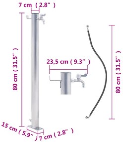 vidaXL Βρύση Δαπέδου Κήπου Στρογγυλή 80 εκ. από Ανοξείδωτο Ατσάλι