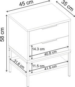 Κομοδίνο Mars Megapap χρώμα καρυδί Ud 45x35x58εκ.