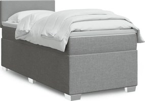vidaXL Κρεβάτι Boxspring με Στρώμα Ανοιχτό Γκρι 90x200 εκ. Υφασμάτινο