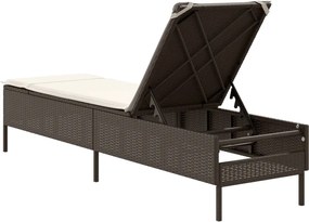 vidaXL Ξαπλώστρα Καφέ από Συνθετικό Ρατάν με Μαξιλάρια