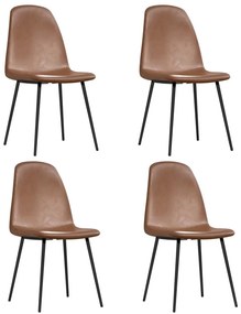 Καρέκλες Τραπεζαρίας 4 τεμ. Γυαλ. Καφέ 43,5x53,5x84εκ Συν.Δέρμα - Καφέ