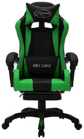 vidaXL Καρέκλα Racing με Φωτισμό RGB LED Πράσινο/Μαύρο Συνθετικό Δέρμα