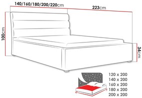 Κρεβάτι Pomona 110, Διπλό, Μαύρο, 180x200, Ταπισερί, Τάβλες για Κρεβάτι, 200x223x100cm, 86 kg | Epipla1.gr
