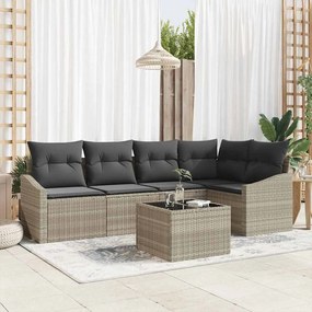 vidaXL Σετ Κήπου 6 Τεμαχίων με Γκρι Μαξιλάρια από Πολυ Ράφτεν