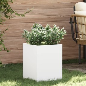 vidaXL Γλάστρα Κήπου Λευκό 32 x 32 x 40 εκ. Κρύα έλαση από χάλυβα