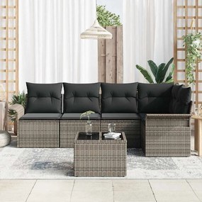 vidaXL Σετ Καναπέ Κήπου 6 pcs 242.5 x 132.5 x 85 εκ. Πολυ ράταν