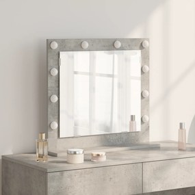 vidaXL Καθρέφτης Vanity με LED Φώτα Γκρι Σκυρόδεμα 60x55x18 εκ.