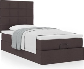 vidaXL Οθωμανικό κρεβάτι με στρώμα σκούρο καφέ 100x200cm ύφασμα
