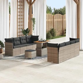 vidaXL Σετ Καναπέ Κήπου με μαξιλάρι 11 pcs Γκρι 90 x 55 x 71 cm