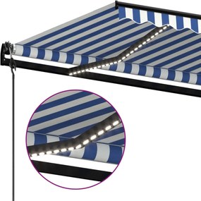 vidaXL Αναδιπλούμενη τέντα Μπλε και άσπρο 500 x 350 εκ Πολυεστέρας
