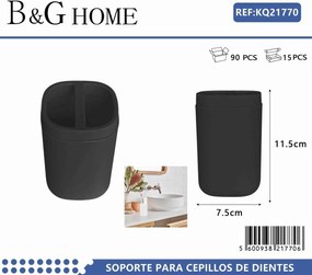 Θήκες οδοντόβουρτσας πλαστικές σε σετ 5Χ - Black - 21770