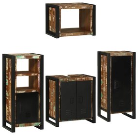 vidaXL Σετ Επίπλων Μπάνιου 4 pcs Πολύχρωμο Στερεό ανακτημένο ξύλο