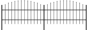 vidaXL Κάγκελα Περίφραξης με Λόγχες Μαύρα (0,75-1) x 3,4 μ. Ατσάλινα