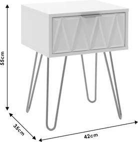 Κομοδίνο Isla pakoworld χρώμα λευκό painting-χρυσό 42x35x55εκ