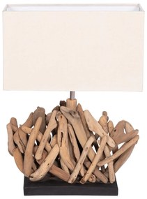 Επιτραπέζιο ορθογώνιο φωτιστικό Twiggy driftwood &amp; λευκό καπέλο 35x14x50Υ εκ.