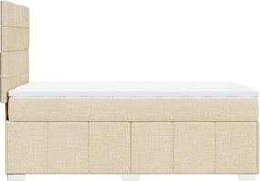 vidaXL Κρεβάτι Boxspring με Στρώμα Κρεμ 90x200 εκ.Υφασμάτινο