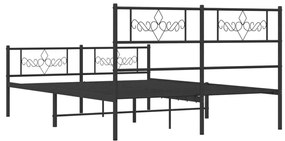 Πλαίσιο Κρεβατιού με Κεφαλάρι&amp;Ποδαρικό Μαύρο 120x200εκ. Μέταλλο - Μαύρο