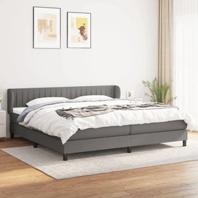 Κρεβάτι Boxspring με Στρώμα Σκούρο Γκρι 200x200 εκ. Υφασμάτινο