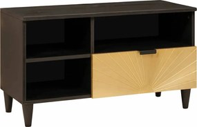 vidaXL Ντουλάπι TV Μαύρο και Χρυσό 80 x 33 x 46 εκ Επεξεργασμένο Ξύλο