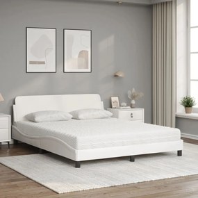 vidaXL Κρεβάτι με Στρώμα Dover Λευκό 160x200εκ.από Συνθετικό Δέρμα