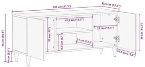 ΝΤΟΥΛΑΠΙ ΤΗΛΕΟΡΑΣΗΣ  ΑΝΟΙΧΤΟ ΓΚΡΙ 105X33,5X46CM ΜΑΣΙΦ ΞΥΛΟ MANGO 4017792