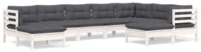 vidaXL Σαλόνι Κήπου Σετ 9 Τεμαχίων Λευκό Μασίφ Ξύλο Πεύκου &amp; Μαξιλάρια
