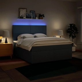 Κρεβάτι Boxspring με Στρώμα Μπλε 180x200 εκ. Υφασμάτινο - Μπλε