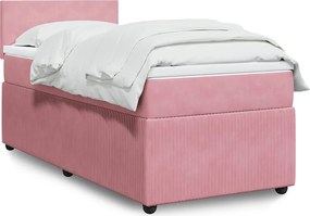vidaXL Κρεβάτι Boxspring με Στρώμα Ροζ 100x200 εκ. Βελούδινο