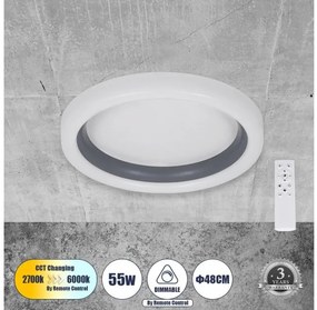 Πλαφονιέρα Φωτιστικό Οροφής LED CCT 55W 6376lm ARIANA Globostar-61036-Ανθρακί 61036