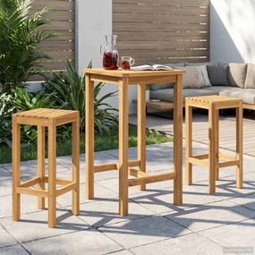 vidaXL Σετ Μπαρ Εξωτερικού Χώρου 3 τμχ. Φυσικό 60 x 60 x 105 cm