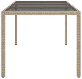 vidaXL Τραπέζι Κήπου Μπεζ 150x90x75 εκ. Συνθετικό Ρατάν/Ψημένο Γυαλί